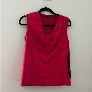 Le Chateau Red Sleeveless Bib Collar Blouse